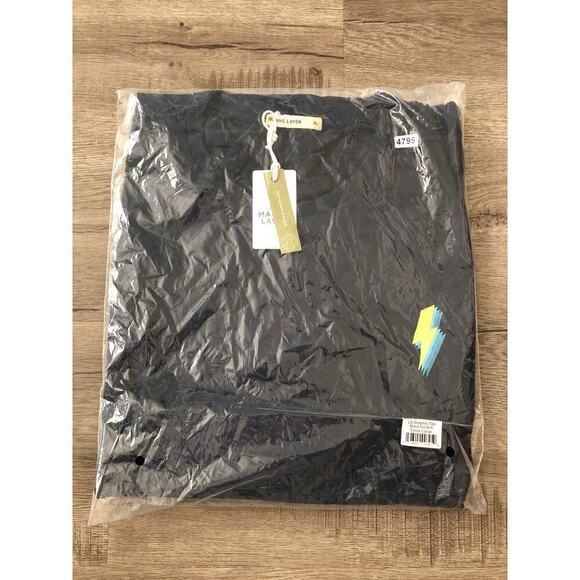 Marine Layer Top Iris Bolt Graphic Long Sleeve Crew Neck Tee Shirt Black NWT M - Picture 2 of 6